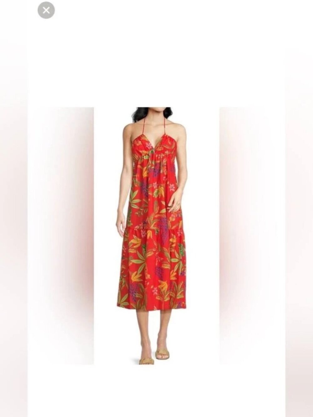 NWT Tropical Floral Halter Midi Turner Smocked Tiered Dress. Size 8, 10.